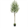 Olive Tree Artificial, Faux Olive Tree with Pot, Fake Tall Plant Indoor Outdoor with Natural Wood Trunk & Lifelike Fruits for Home Office Living Room - 2 of 4