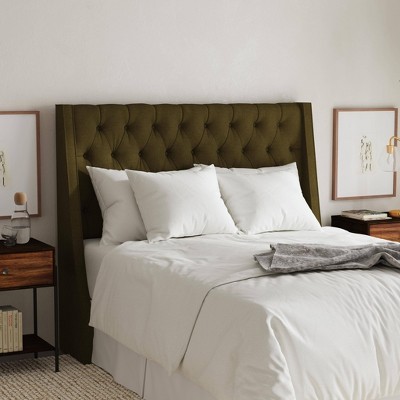 Queen Gilford Wingback Headboard in Linen Olive - Threshold™: Pine Frame, Spot Clean, 56" Height