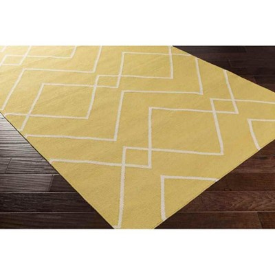 Arvin 5' x 7'6" Yellow and White Geometric Wool Area Rug