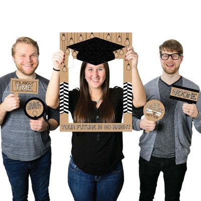 Big Dot of Happiness Bright Future - Graduation Party Selfie Photo Booth Picture Frame & Props - Printed on Sturdy Material