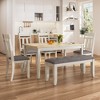 VECELO 6-Piece Wooden Dining Table Set, Dining Table with 4 Armless Upholstered Dining Chairs & Bench for Kitchen, Rubber Wood Legs, Gray - 4 of 4