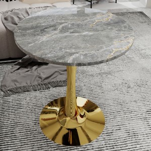 Racxily Round Side Table with Tapered Pedestal - Faux Marble Top & Nordic Minimalist Style, Ideal for Living Room - 1 of 4