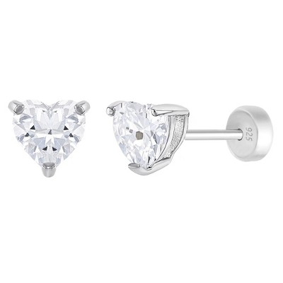 Girl's Classic Setting Solitaire Screw Back Sterling Silver Earrings - In  Season Jewelry : Target