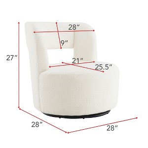 Gulches 360¡ã Swivel Teddy Fabric Barrel Chair Soft Skin-Friendly Polyester, High-Density Foam Cushion, 300 LBS Capacity, Teddy Cream (1 PC) - 1 of 4