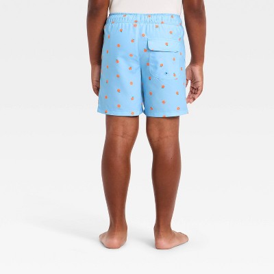 Cat & Jack Boys' Fruit Printed Swim Trunks - Cat & Jack™ Light Blue/ Orange M — фото 2