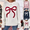 Clearlove Womens Christmas Sweater 2025 Fall Sweater Long Sleeve Crewneck Cropped Knit Sweaters Cute Bow Pullover Tops - 2 of 2