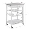 FONTOI Mobile Kitchen Island with Underneath Drawer, Rolling Trolley Serving Cart Slide-Out Wire Storage Basket, White, 15.75"*33.55"*22.76" - 3 of 4