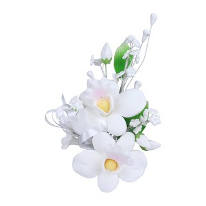 O'Creme Gumpaste Double White African Orchid Spray - 1 of 2