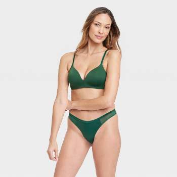 Women's Striped Cotton Bikini Underwear - Auden Green L - Miazone