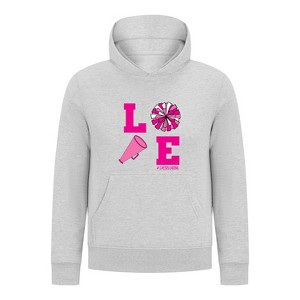 Everyday Kids Cheerleading LOVE Girls Pullover Hoodie – Pink Pom Pom & Megaphone Graphic Sweatshirt - 1 of 4