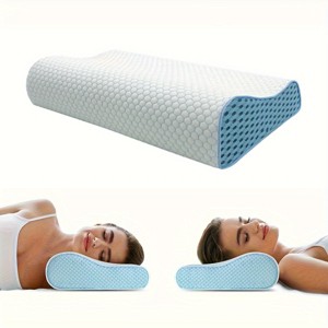 Cooling Memory Foam Pillow for Neck Support - Ergonomic Design, Side Back Tummy Time Sleeping Posture, Soft Cover, Non-Electric Comfort - 1 of 4