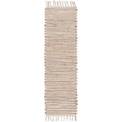 Handmade Natural Jute and Cotton Table Runner with Fringe