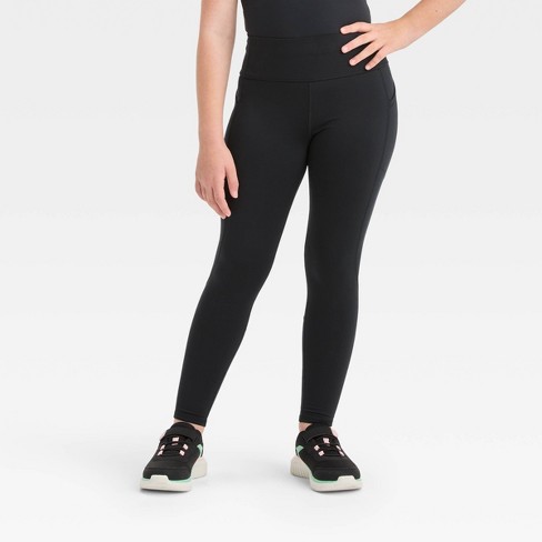 Girls' Cozy Pocket Leggings - All In Motion™ Black XS