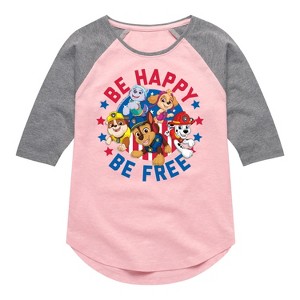 Girls' - Paw Patrol - Americana Shirt Tail Raglan Graphic T-shirt - 1 of 4
