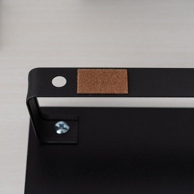 Black Metal and Wood 1-Tier Computer Monitor Stand