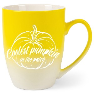 Elanze Designs Coolest Pumpkin In The Patch Two Toned Ombre Matte Yellow and White 12 ounce Ceramic Stoneware Coffee Cup Mug - 1 of 4