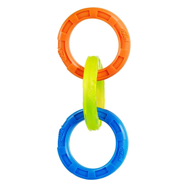 NERF 3-Ring Tug Dog Toy - Blue - L, 2 of 11