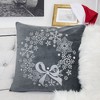 TopComfy Support Pillow Gray Velvet Holiday Throw Pillow with Snowflake Wreath Embroidery for Winter Decor, Gray, 17"*17"*10" - 2 of 4