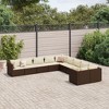 vidaXL Patio Sofa Set with Cushions Lounge Setting Outdoor Furniture Poly Rattan - Brown and Cream - 2 of 4