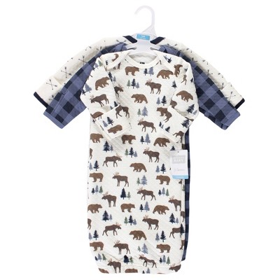 TargetHudson Baby Infant Boy Quilted Cotton Long-Sleeve Gowns 3pk, Moose Bear, 0-6 Months