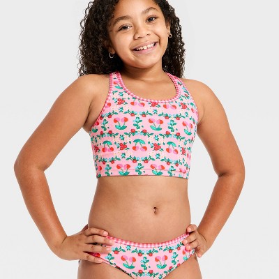 Cat & Jack Girls' Cherry Summer Tankini Set - Cat & Jack™ Pink M — фото 3