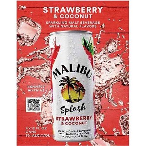 Malibu Splash Strawberry Cocktail - 4pk/12 fl oz Cans - 1 of 1