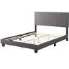 DOMETOUR Queen Size Platform Bed Frame with Upholstered Headboard and Wood Slats Support - 3 of 4