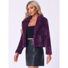 Allegra K Women's Cropped Notch Lapel Open Front Faux Fur Fluffy Coat - 3 of 4