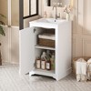 20"W Bathroom Vanity with Ceramic Sink, Freetanding Single Vanity Set Bathroom Storage Cabinet with Adjustable Shelf & Soft-Close Door - ModernLuxe - 2 of 4