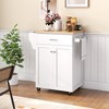 Tangkula Rolling Kitchen Island Utility Kitchen Cart Storage Cabinet Brown/White - 2 of 4