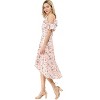 Allegra K Women's Spaghetti Straps Ruffled Sleeves Asymmetrical High Low Floral Midi Sundresses - 4 of 4