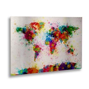 Trademark Fine Art - Michael Tompsett 'Paint World Map' Floating Brushed Aluminum Art