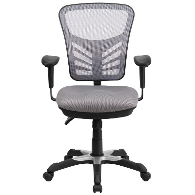 Ergonomic Mid-Back Mesh Executive Swivel Chair with Adjustable Arms in Gray