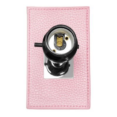 Pink Leather Table Lamp with White Fabric Shade