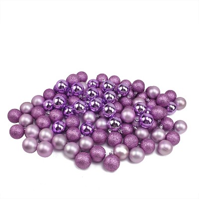 Northlight 96ct Shatterproof 4-Finish Christmas Ball Ornament Set 1.5" - Purple