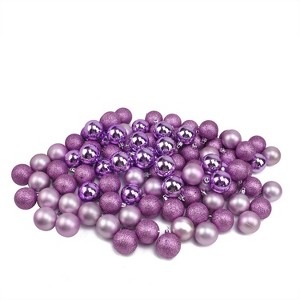 Northlight 96ct Shatterproof 4-Finish Christmas Ball Ornament Set 1.5" - Purple - 1 of 2