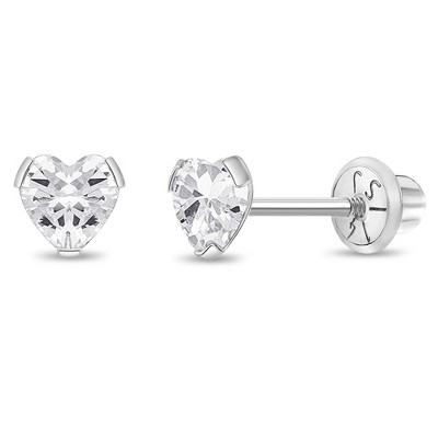 Clear CZ Tiny Bezel Little Girl's Stud Earring