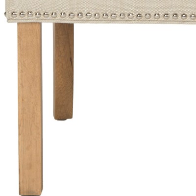 Elegant Beige Linen Upholstered Parsons Side Chair with Silver Nailheads