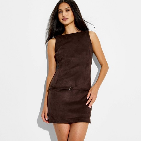 Женское платье Wild Fable Suede Mini, цвет: Тёмный коричневый