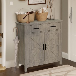 RISOKEYS Modern Farmhouse Kitchen Storage Cabinet,Floor Sideboard Buffet Storage, with 2 Drawers and 2 Doors,for Living Room, Dining Room - 1 of 4