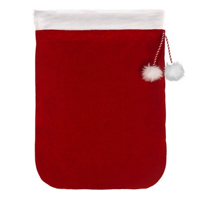 42in x 32in Deluxe Santa Bag Christmas Stocking Red/White - Haute Decor