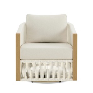 JTH Outdoor Oahu 29" Barrel Swivel Patio Lounge Chair, Sandy White All-Weather Olefin - 1 of 4
