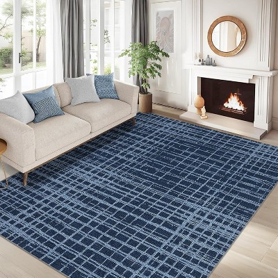 Modern Abstract Area Rug, Machine Washable Low-Pile Non-Slip Shaggy Accent Carpet, Fade-Resistant Rug for Bedroom, Living Room