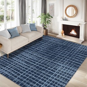 Modern Abstract Area Rug, Machine Washable Low-Pile Non-Slip Shaggy Accent Carpet, Fade-Resistant Rug for Bedroom, Living Room - 1 of 4