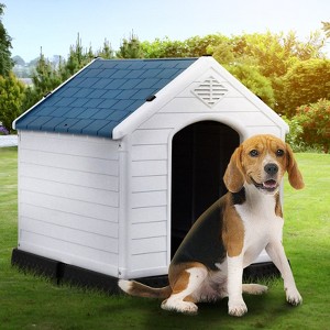 Plastic Dog House for Small Dogs (10¨C20 lbs) ¨C 35"H ¡Á 31"W ¡Á 34.6"D Weatherproof Pet Shelter in Black - 1 of 4