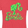 Women's - Barbie - St. Patrick's Day Shamrock Pattern Logo Short Sleeve Graphic T-Shirt - 2 of 4