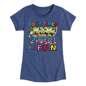 Girls' - SpongeBob SquarePants - Four Times The Fun Fitted Short Sleeve Graphic T-Shirt - 1 of 4