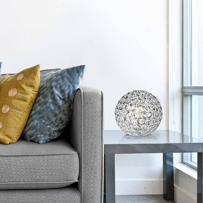 Chrome Crystal Ball Sequin Table Lamp for Kids Nursery