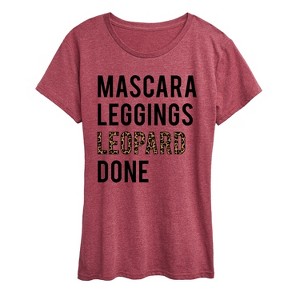 Women's - Instant Message - Mascara Leggings Leopard Print Short Sleeve Graphic T-Shirt - 1 of 4