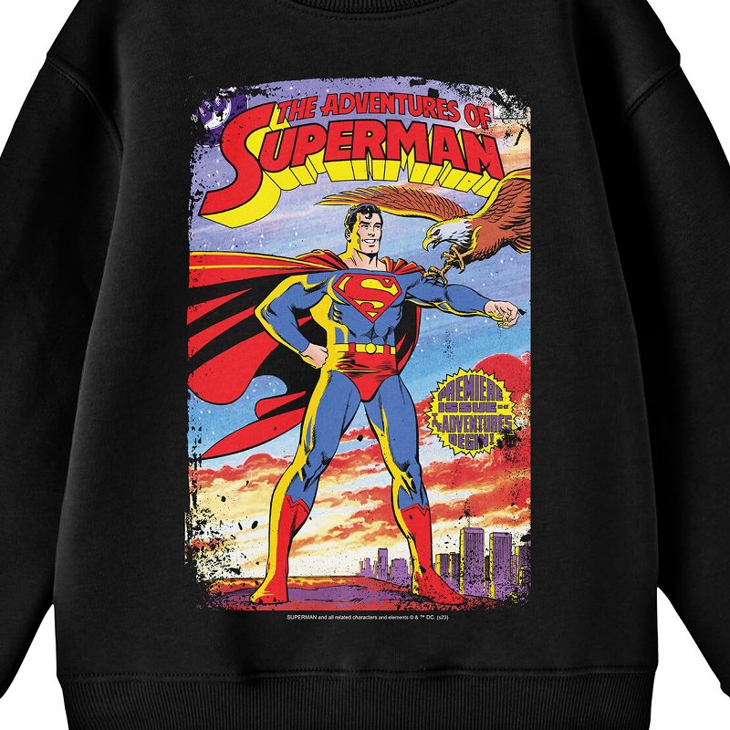 Superman Distressed Comic Cover No. 424 Crew Neck Long Sleeve Black Youth Tee, 2 of 3